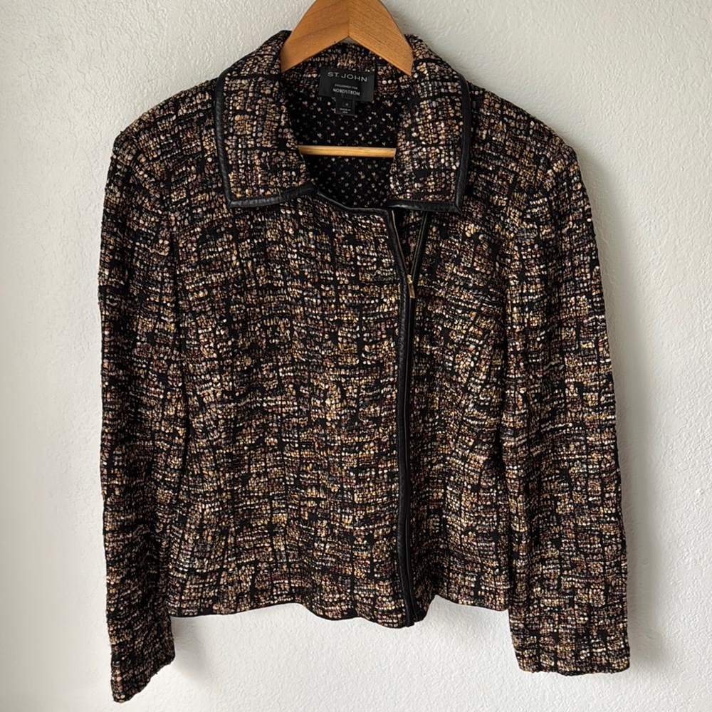 St. John Tweed and Leather‎ Jacket